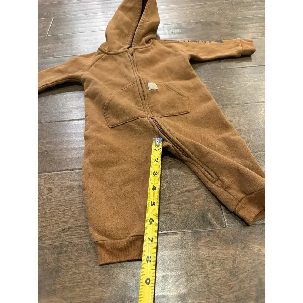 Carhartt Baby Unisex Brown Fleece Hooded Full Zip Coverall Jumpsuit Size 6M